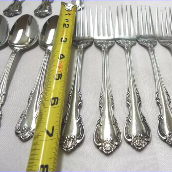 PRINCESS Stainless Flatware Set - Rose Pattern - Japan - 11+ 5pc PlaceSettings - Picture 14 of 16